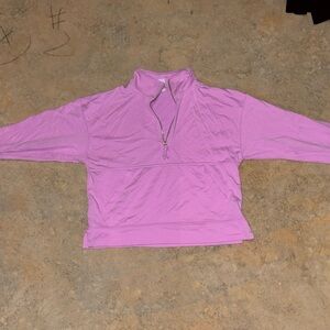 pink cropped quarter zip